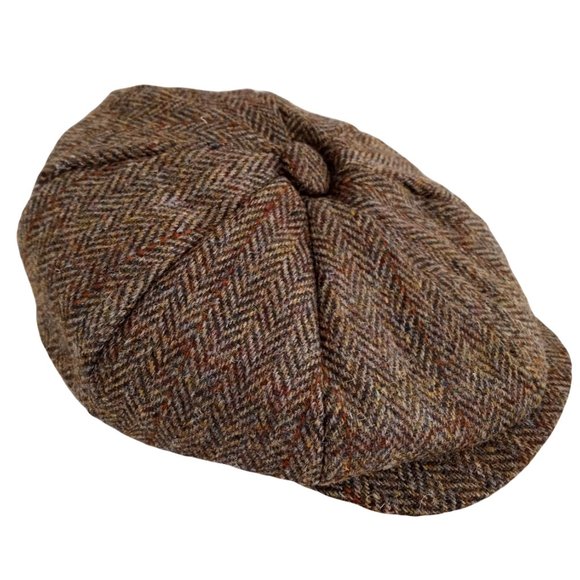 PEAKY BLINDERS Hartside Harris Tweed® Newsboy Cap HS28 GREEN-BROWN - PICK SIZE - Picture 12 of 12